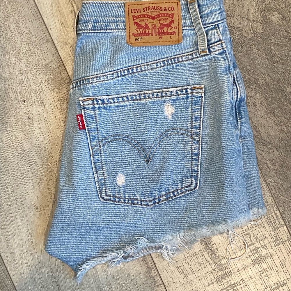 Levi's Light Blue Distressed Jean Shorts